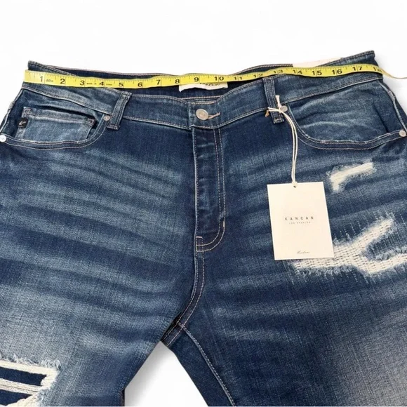 KanCan Alena Mid Rise Slim Boyfriend Jeans Women’s 15/31 Distressed Straight - Picture 5 of 7